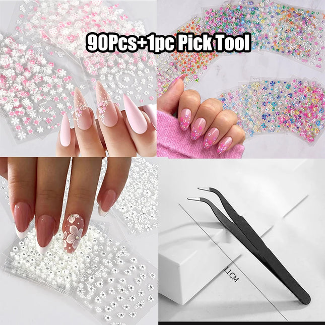 3D Flower Nail Art Stickers / Stickers Fleurs Ongles 3D