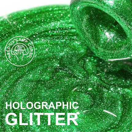 Green Cat Eye Gel Polish – Glossy Magnetic Gel Nail Polish with Holographic 9D Cat Eye Effect, Long-Lasting Soak Off UV LED Gel