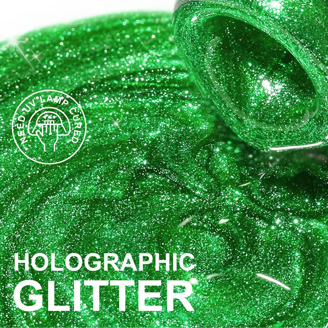 Green Cat Eye Gel Polish – Glossy Magnetic Gel Nail Polish with Holographic 9D Cat Eye Effect, Long-Lasting Soak Off UV LED Gel