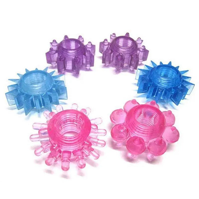 5pcs Lock Ring For Men Vibration Penis Enlargement Stimulation Time Delay Male Ring Couple Lover Play Games Sex Toy SP008