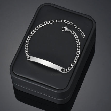 Stainless Steel Engrave Name Bracelet For Men Personalized  Nameplate Date DIY Bracelets For Male Boy Jewelry Birthday Gift