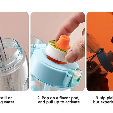 Flavored Water Bottle with Taste Pods Magic Gourde Tasting Drinking Bottle Fruit Flavor Air Sports Outdoor Waterfles Water Cup