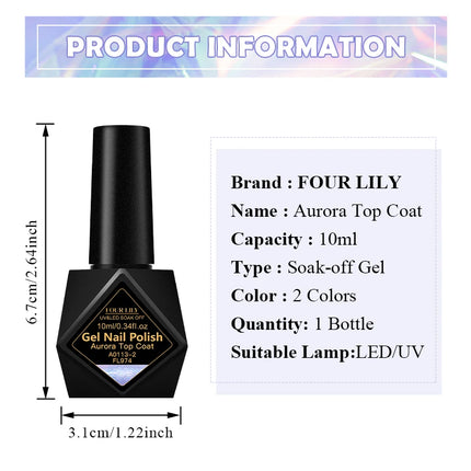 8ml Aurora Glitter Top Coat Gel Nail Polish Pearl Effect Semi Permanent Soak Off UV Gel LED Nail Art Varnish Nail Supplies DIY
