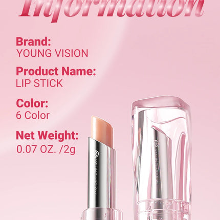 6 Colors Crystal Glossy Lipstick - Moisturizing Tinted Lip Balm,  Shimmer, Transparent Tube, Long-Lasting Hydration,