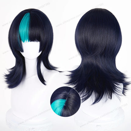 Hoshi Kirara Cosplay Wig 45cm Short Black Blue Women Wigs Anime Cosplay Wig Halloween Heat Resistant Synthetic Hair