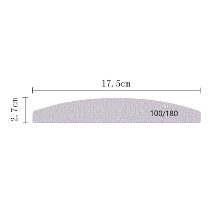 Nail File Buffer 100/180 Grit Half Moon Nail Files Double Side Sandpaper Nail Sanding Grinding Gel Nail Polish Manicure Tool