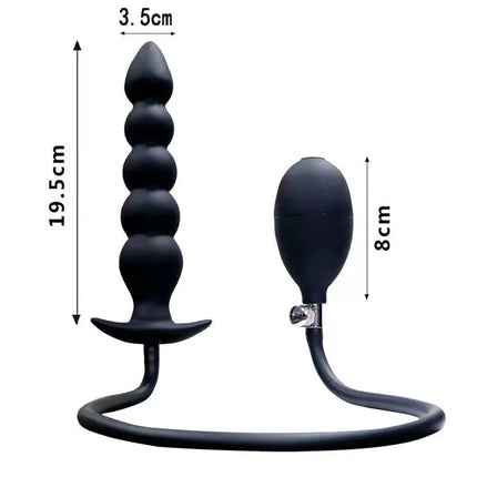 Expansion Diameter 14cm Inflatable Dildo Anal Plug with 5 Beads Built-in Silicone Column Huge Butt Plug Ass Dilator Anal Sex Toy