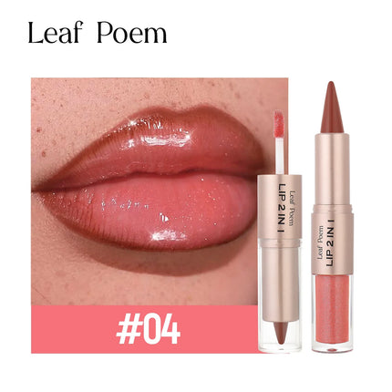 2 in1 Tapered Gradient Lipliner Pen Nude Brown Mirror Glass Lip Gloss Matte Lip Liner Waterproof Lip Contour Non Stick Makeup