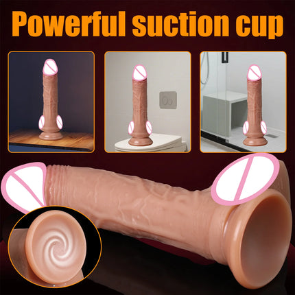 Vibrator Sex Toys Thrusting Dildo, Realistic Safety Soft Silicone Dildo with 10 Thrusting & 10 Vibrating Mode for Vagina Anal