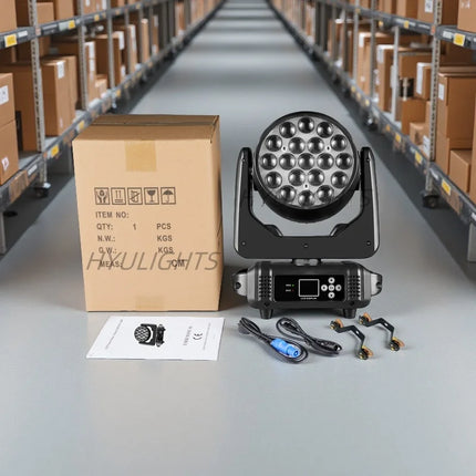 19x15W  LED Beam Moving Head Light RGBW Focusing Lights Zoom Stage Effect Lighting Projector for Disco Party Theater Concert