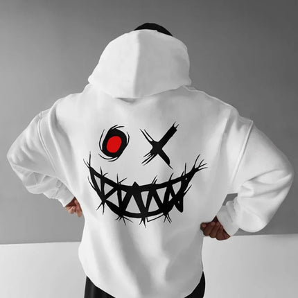 Dark-Themed Patterned Print, Men's Fashionable and Individualistic Sports Sweatshirt, Loose and Comfortable Warm Sweatshirt