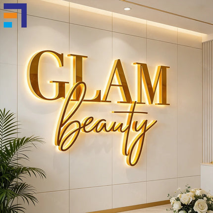 Custom LED Letters Halo Lit Backlit Channel Letters LED Illuminated Sign Interior Reception Wall Signage for Office Business