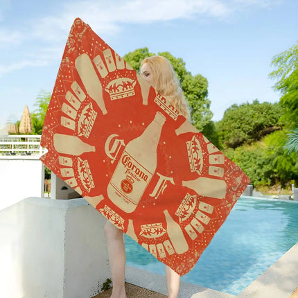 C-Corona E-Extra Beer Bath Towel Microfiber Soft Water Absorbing Breathable For Girl Kids Decorative Cartoon Beach Towel