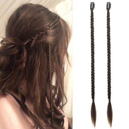 2pcs 18"Long Synthetic Clip-In Box Braid Hairpiece Extension, Boho Hairstyle, High-Temperature Fiber Daily Costume Party K-POP