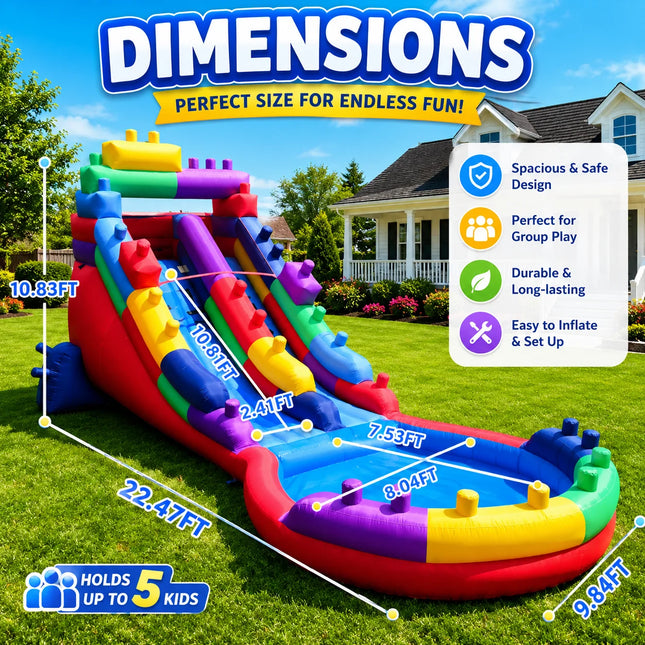 Colorful Block-Style Oxford Water Slide Eye-Catching Design for Summer Pool Parties And Backyard Fun