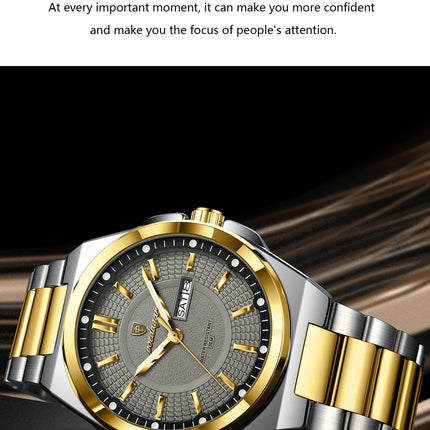 POEDAGAR Top Fashion Men Watches Stainless Steel Waterproof Luminous Classic Male Watch Date Week Men's Quartz Wristwatch Reloj