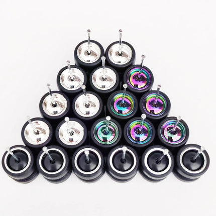 10 Sets 11/12/13/14/17mm 1/64 Alloy Car Wheels Rubber Tires W Axle for HW/Matchbox/Domeka/Evo 1:64 Car Model SUV Off Road Truck
