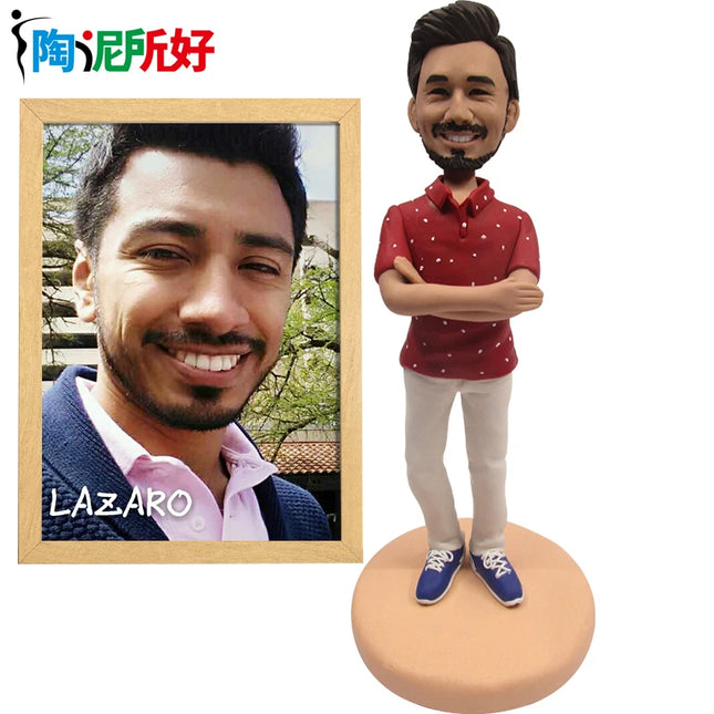 Custom Handmade Bobblehead Figure, Personalized Clay Doll from Photos, Real Person Figurine 3D Customization, Christmas Gift for Men