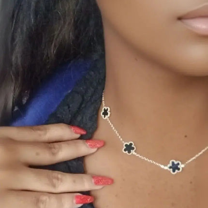 LUXUKISSKIDS Fashion Flower Necklace Earrings Set Jewelry Women Stainless Steel White Shell Clover Bracelet Jewelry Accessories