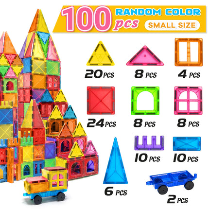 40/64/100PCS Magnetic Building Blocks Montessori  Educational Constructor Toys Set For Kids Game For Boys Girl Gifts
