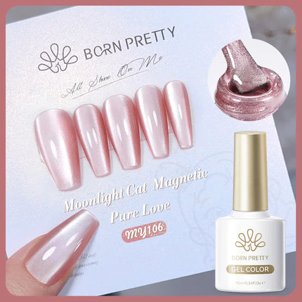 BORN PRETTY 10ml Pink Water Light Cat Magnetic Gel Polish Spaking Glitter UV LED Soak Off Gel Varnish Crystal DIY Manicure