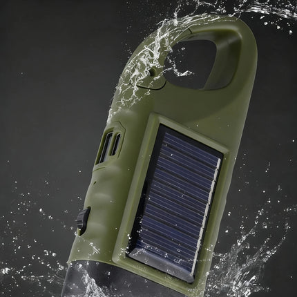 Portable LED Flashlight Tent Light Hand Crank Dynamo Solar Power Torch for Outdoor Camping Hiking Long-range Emergency Lantern