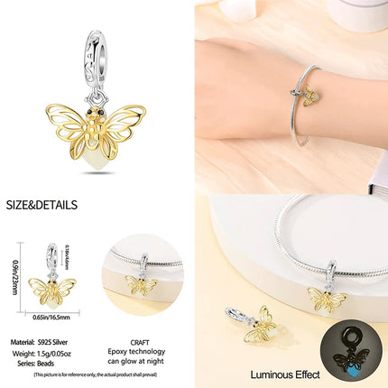 Hot Original 100% 925 Sterling Silver Chameleon Beads Firefly Charms Fit Original Bracelet DIY Jewelry Making Women's Gift