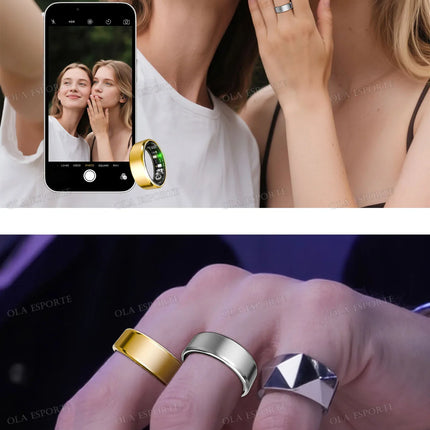 New R09 Smart Ring Men Women with Charging Case,Heart Rate Blood Oxygen,Skin Temperature Monitor,5ATM Waterproof For Android IOS