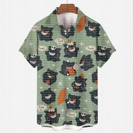 Cartoon Snorlax Pokemon Design Graphic Cosplay Outfit Hawaiian Shirts Leisure Dry Quickly Men's Shirts Clothing Tee Y2k Women