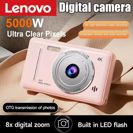 Lenovo 4k Digital Camera Retro CCD 50 Million Pixels Auto Focus Entry-level Camera Dual Camera Flash Student CCD Portable Camera