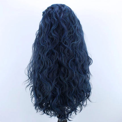 Light Blue Wig Synthetic Lace Front Wig Free Long Loose Curly Lace Wigs Glueless Synthetic Hair Wig Blue Cosplay Wig