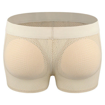 Men Hip Lift Body Shaper Sponge Fake Butt Padded Boxer Briefs Hollow out Breathable Slimming Underwear Body Shaping Enhancement