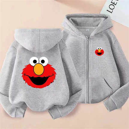 Fashion SESAME STREET Sweatshirts Elmo Zip Up Hoodie Children Clothes Kid Girl Boy Sweatshirt Zipper Hoody Baby Casual Top