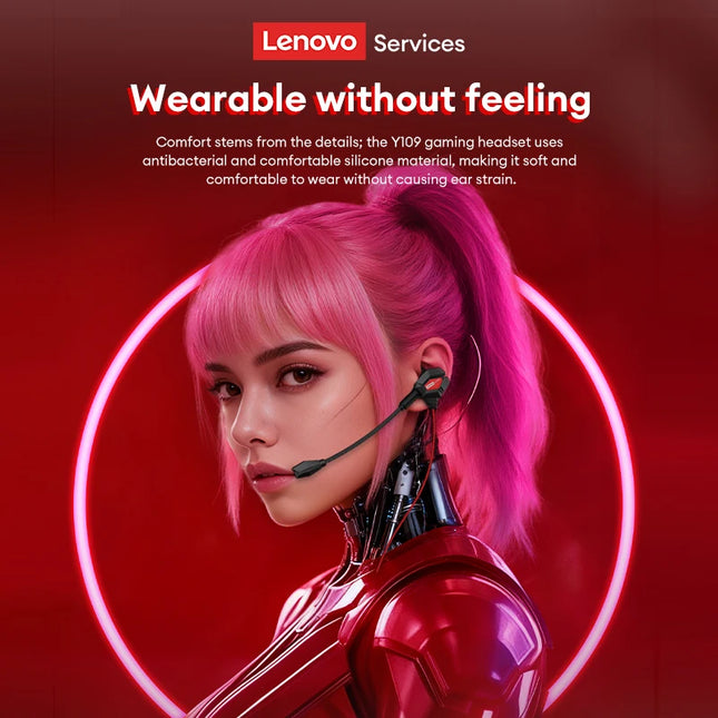 Lenovo New Y109 Gaming Headset with Microphone 3.5mm Type-C Wired Earphones HiFi Noise Isolating Earbuds for Phone PC Switch PS4