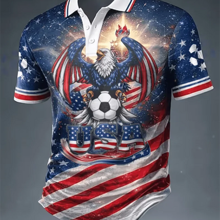 Men Women USA 250 Statue Of Liberty Print Couple Polo Shirt American Flag Patriotic Casual Sportswear For Independence Day Polo