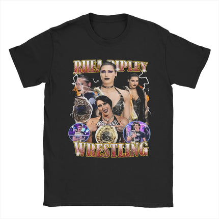Rhea Ripley B4B Edition T Shirt Men's Cotton Clothes Harajuku  Round Neck Short Sleeve