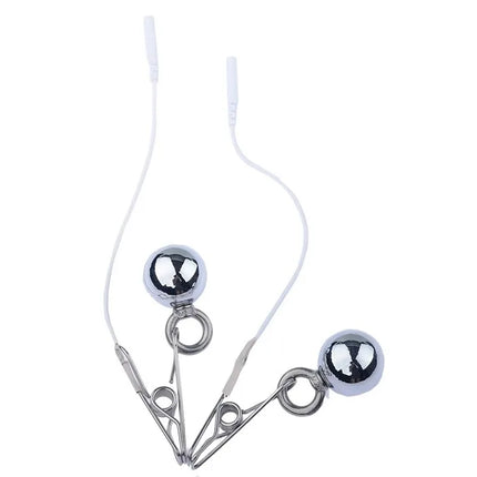 YoKoNex Electro Nipple Clamp Set – E-Stim Attachments with Weighted Balls, Bells, Vacuum Clips, for BDSM Shock Play & Sensory