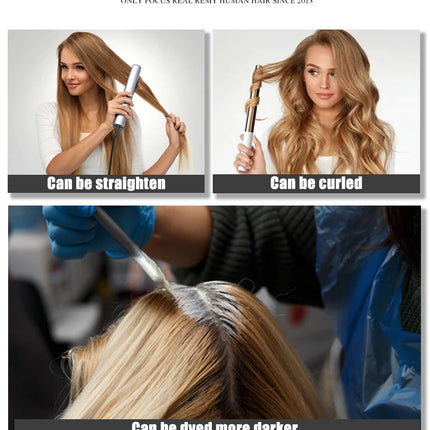 Genius Weft Human Hair Extensions 100G Double Drawn Blonde Bundles Invisible Straight Virgin Hair Weft Full End Top Quality
