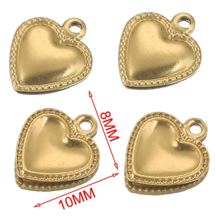 50pcs Stainless Steel Small Heart Charms for Jewelry Making Necklace Bracelet Extend Chain Tail Tag Supplies Material Wholesale