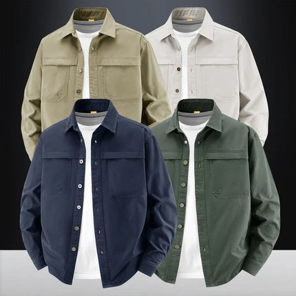 2026 New Style Casual Retro Long-Sleeved Shirt Men's Spring/Autumn Workwear Pure Cotton Washed Shirt Jacket Coat