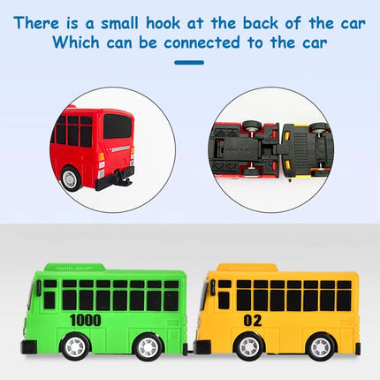 Mini Pull Back Tayo Bus Toy Set with Openable Doors, Sliding Cartoon Vehicle Toy for Kids Boys, Educational Traffic Playset Gift