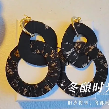 Original Design Handmade Custom Silk Earrings Exaggerated Large Hoops Fashionable Minimalist Women's Large Loop Earrings