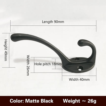 5pcs Heavy Duty Metal Hooks Wall Mounted Retro Double Hooks Utility Antique Hooks For Coat, Scarf, Bag, Towel, Key, Scarf, Hat