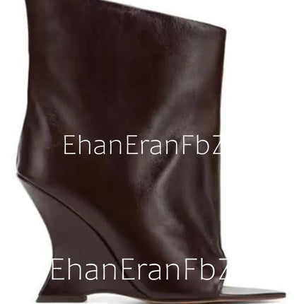 SoleLadies' Spring/Summer New Fish Mouth Slope High Heel Short Boots with Pointed Toe Exposed Cool Boots, Mid Top Boots
