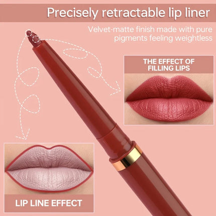 Long-lasting Waterproof Matte Nude Lip Liner - High Pigmentation, Retractable, Smooth Application, Natural Look