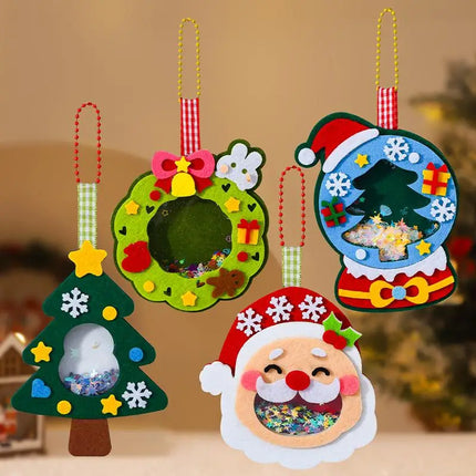 4PCS Shaker Puzzle Toys Cartoon Non Woven Shake Pendant DIY Material Kits For Kids Easy To Paste Accessories Handmade Crafts
