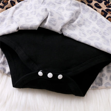 Newborn Baby Girl Romper Dress Long Sleeve Leopard Dresses with Bow Spring&Autumn Onesie Clothes for Infant Girl 0-18 Months