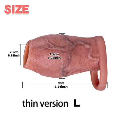 Thicken Cock Sleeve Lock Sperm Penis Ring Adult Men Sex Toy Enlarged and Soft Silicone Dick Sleeve Enlargement Sexy Toy Male 18+