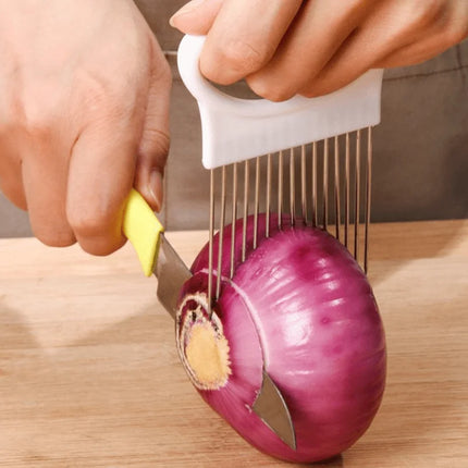 1/4PC Stainless Steel Onion Needle Onion Fork Vegetables Fruit Slicer Tomato Cutter Cutting Safe Holder Kitchen Accessories Tool