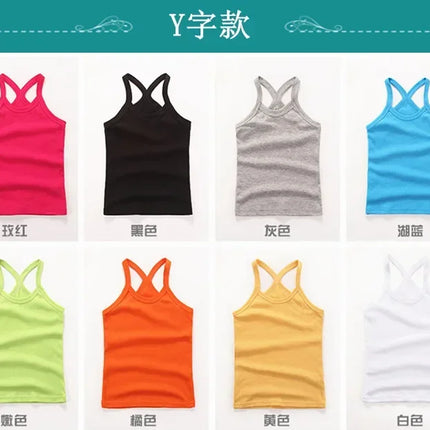 Children's Vests T-shirts Summer Boys Girls Cotton Sports Tops Waistcoat Solid Color Casual Kids Vest